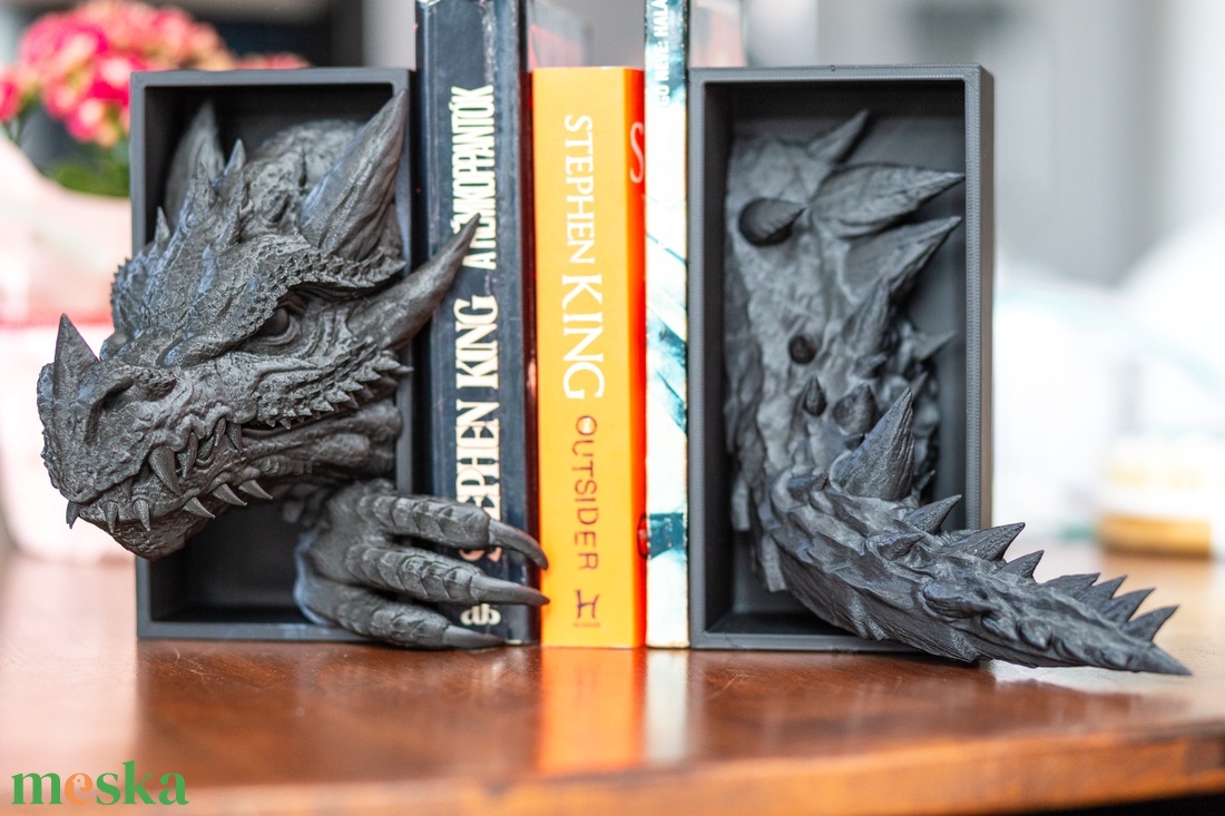 Sárkányos könyvtámasz - Dragon book nook - otthon & életmód - dekoráció - asztal és polc dekoráció - könyvtámasz - Meska.hu