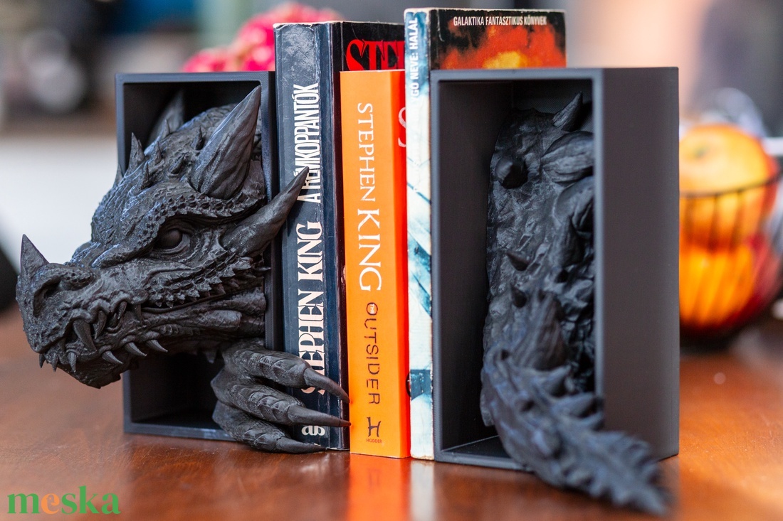 Sárkányos könyvtámasz - Dragon book nook - otthon & életmód - dekoráció - asztal és polc dekoráció - könyvtámasz - Meska.hu
