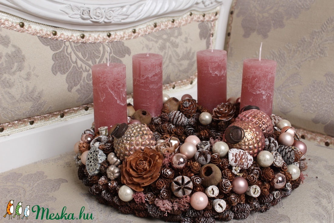 Rózsaszín rusztikus gömbös - adventi koszorú - karácsony - Meska.hu Rózsaszín rusztikus gömbös - adventi koszorú - karácsony - Meska.hu