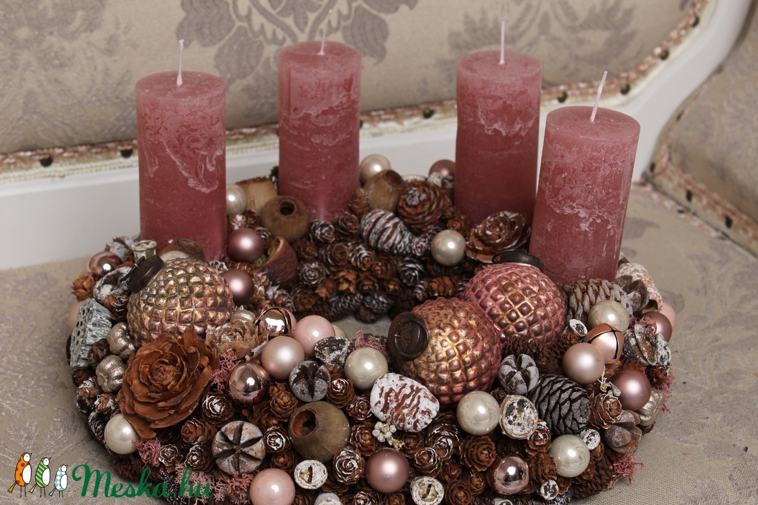Rózsaszín rusztikus gömbös - adventi koszorú - karácsony - Meska.hu Rózsaszín rusztikus gömbös - adventi koszorú - karácsony - Meska.hu