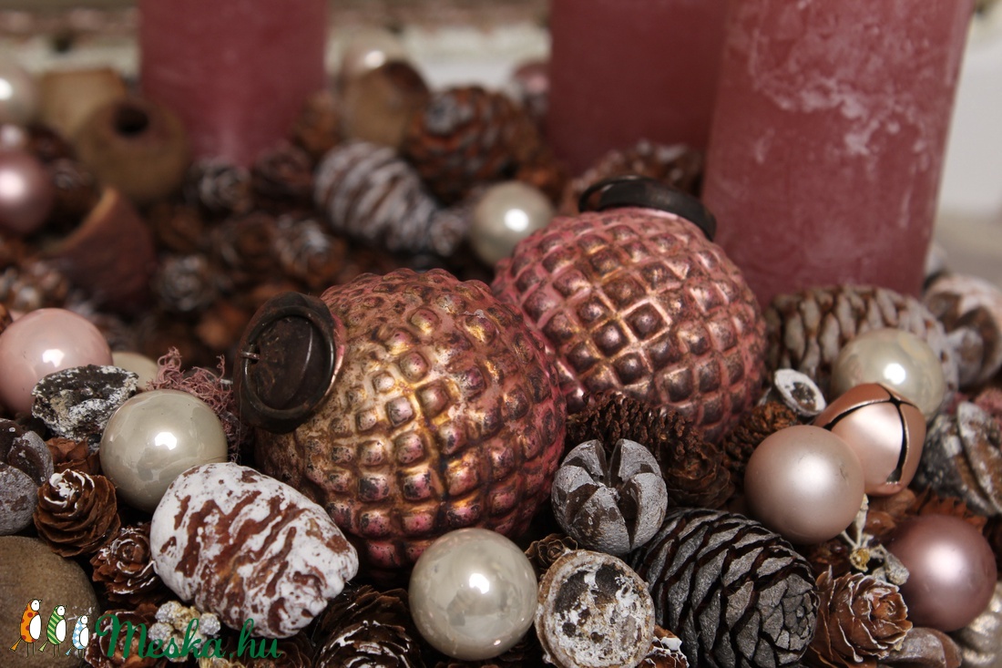 Rózsaszín rusztikus gömbös - adventi koszorú - karácsony - Meska.hu Rózsaszín rusztikus gömbös - adventi koszorú - karácsony - Meska.hu