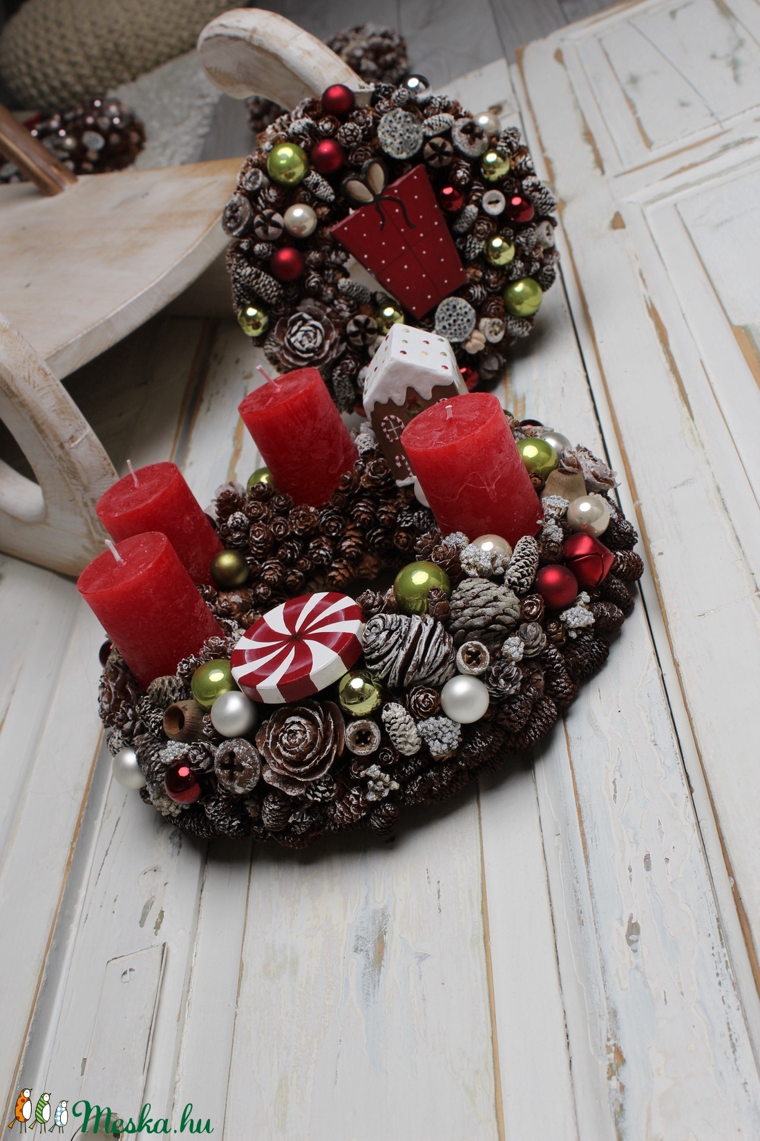 Kis mézeskalács házikós- adventi koszorú - karácsony - Meska.hu Kis mézeskalács házikós- adventi koszorú - karácsony - Meska.hu
