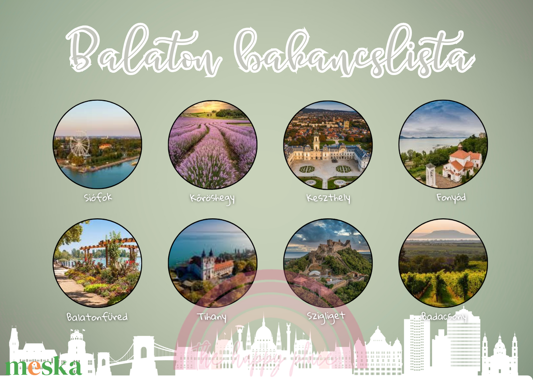 Balaton bakancslista / Kaparós kártya / Utazd körbe Magyarországot! - otthon & életmód - papír, írószer - ajándékozás kellékei - ajándék sorsjegy - Meska.hu