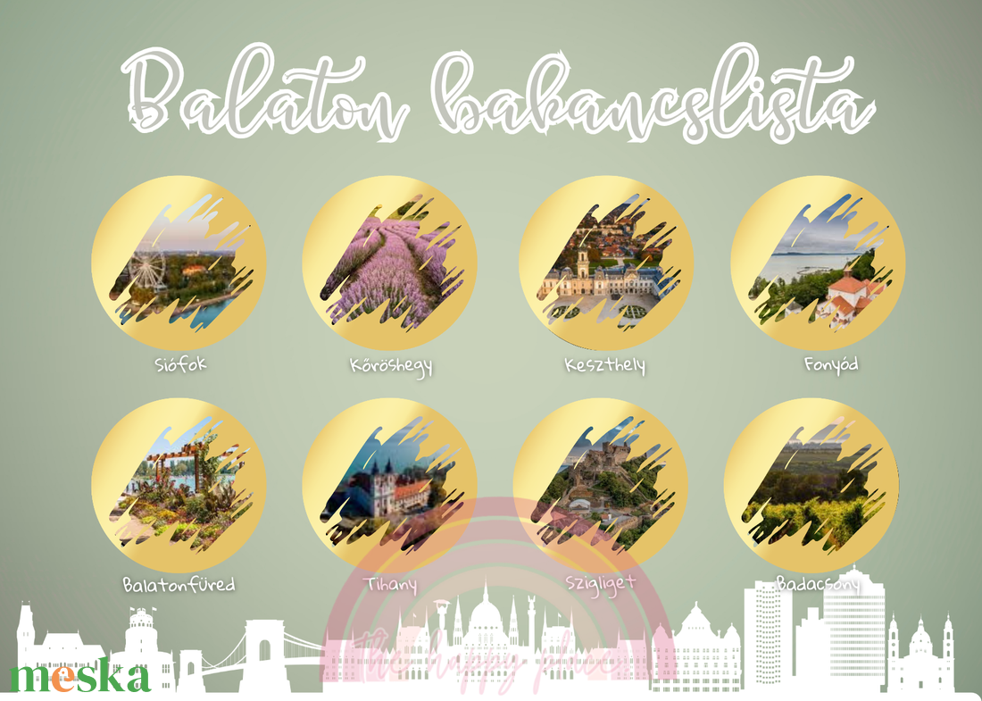 Balaton bakancslista / Kaparós kártya / Utazd körbe Magyarországot! - otthon & életmód - papír, írószer - ajándékozás kellékei - ajándék sorsjegy - Meska.hu