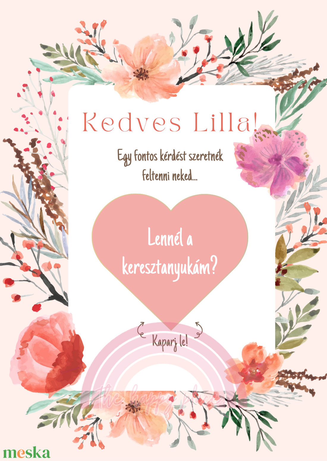 Keresztszülő felkérő kaparós kártya / Lennél a keresztanyukám? kaparós kártya :) / Kaparós sorsjegy 1. - otthon & életmód - papír, írószer - ajándékozás kellékei - ajándék sorsjegy - Meska.hu