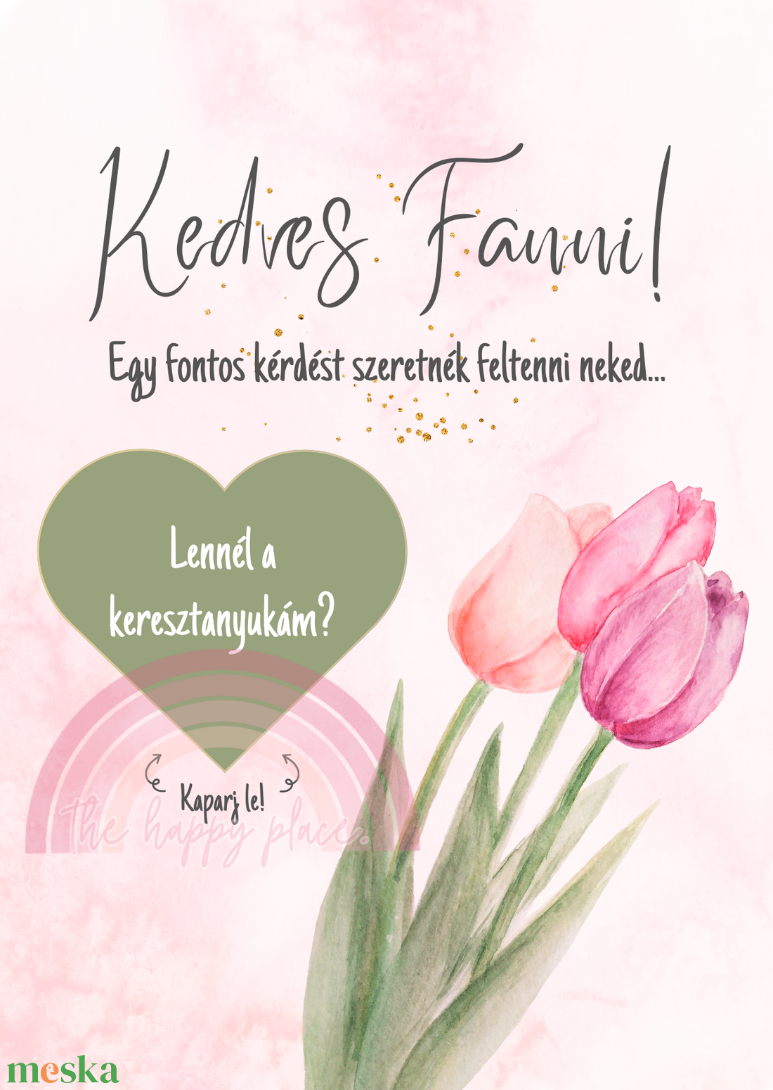 Keresztszülő felkérő kaparós kártya / Lennél a keresztanyukám? kaparós kártya :) / Kaparós sorsjegy 4. - otthon & életmód - papír, írószer - ajándékozás kellékei - ajándék sorsjegy - Meska.hu