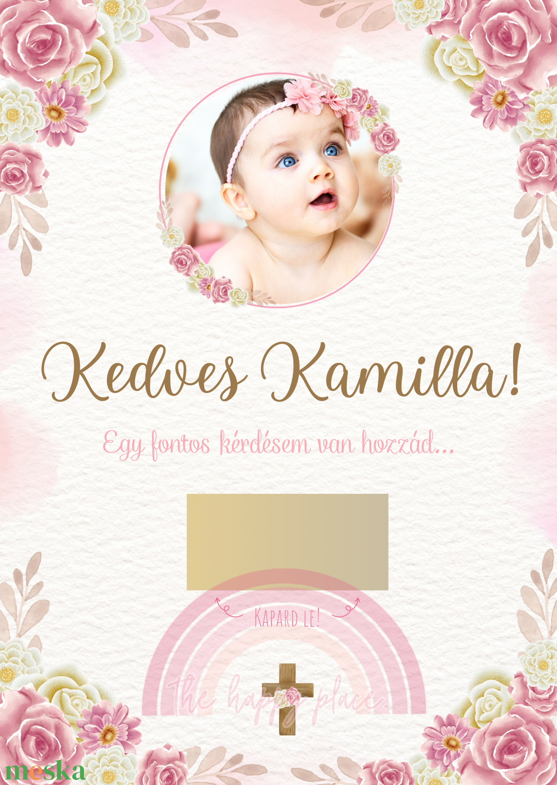 Keresztszülő felkérő FÉNYKÉPES / Lennél a keresztanyukám? kaparós kártya :) / Kaparós sorsjegy 3. - otthon & életmód - papír, írószer - ajándékozás kellékei - ajándék sorsjegy - Meska.hu