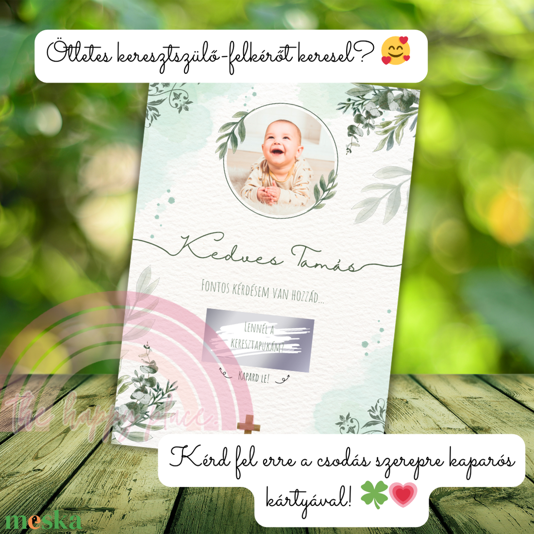 Keresztszülő felkérő FÉNYKÉPES / Lennél a keresztapukám? kaparós kártya :) / Kaparós sorsjegy 1. - otthon & életmód - papír, írószer - ajándékozás kellékei - ajándék sorsjegy - Meska.hu