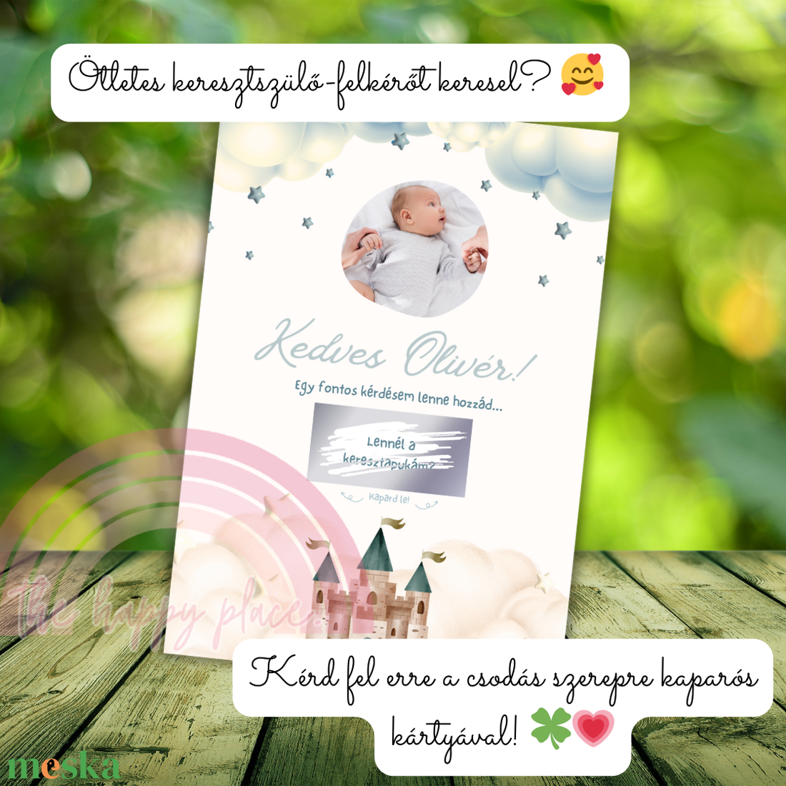 Keresztszülő felkérő FÉNYKÉPES / Lennél a keresztapukám? kaparós kártya :) / Kaparós sorsjegy 2. - otthon & életmód - papír, írószer - ajándékozás kellékei - ajándék sorsjegy - Meska.hu