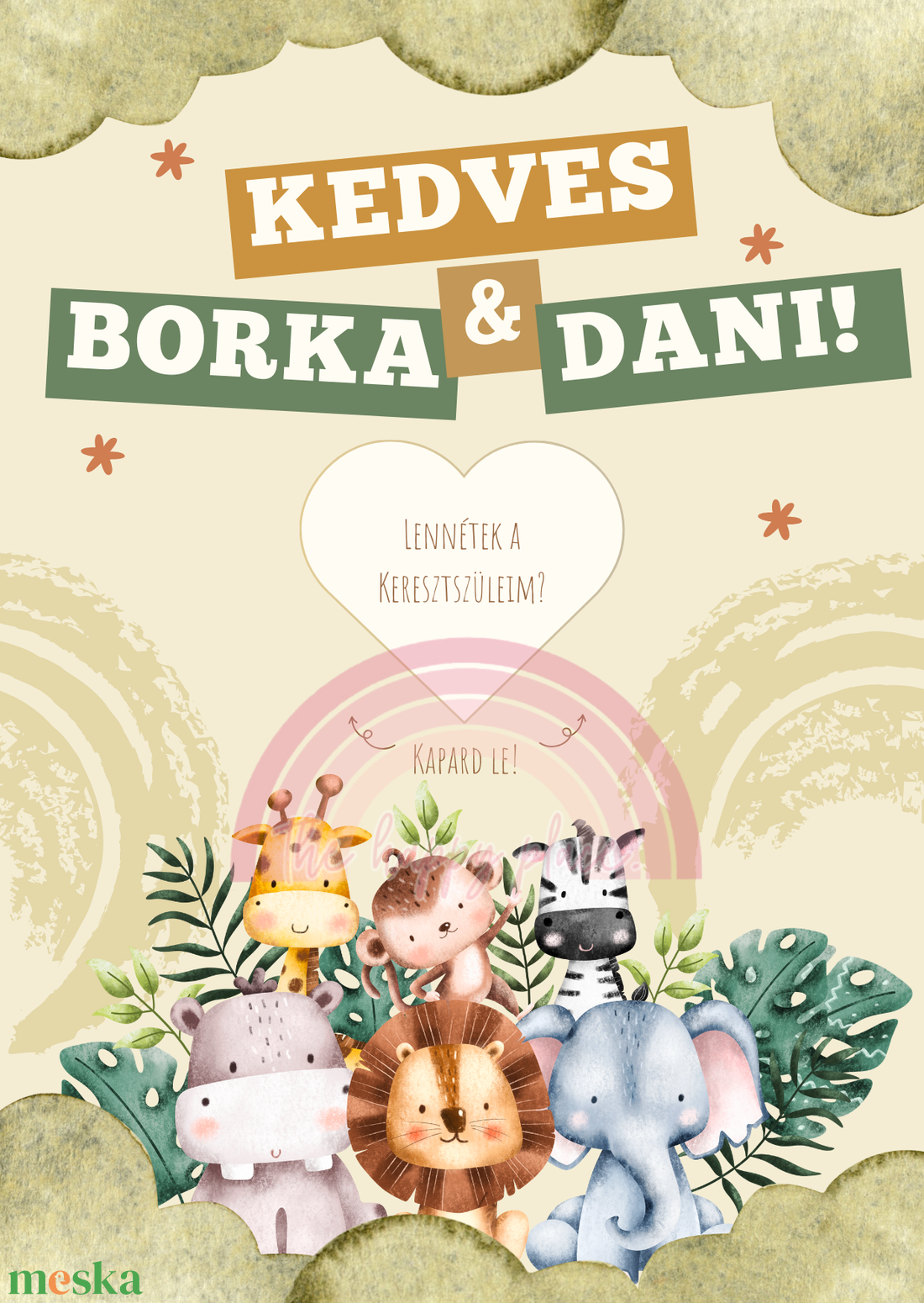 Keresztszülő felkérő kaparós kártya :) / Kaparós sorsjegy 2. - otthon & életmód - papír, írószer - ajándékozás kellékei - ajándék sorsjegy - Meska.hu