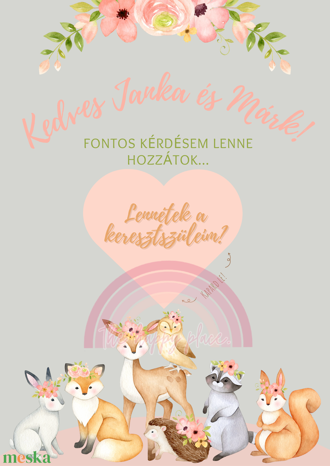 Keresztszülő felkérő kaparós kártya :) / Kaparós sorsjegy 3. - otthon & életmód - papír, írószer - ajándékozás kellékei - ajándék sorsjegy - Meska.hu