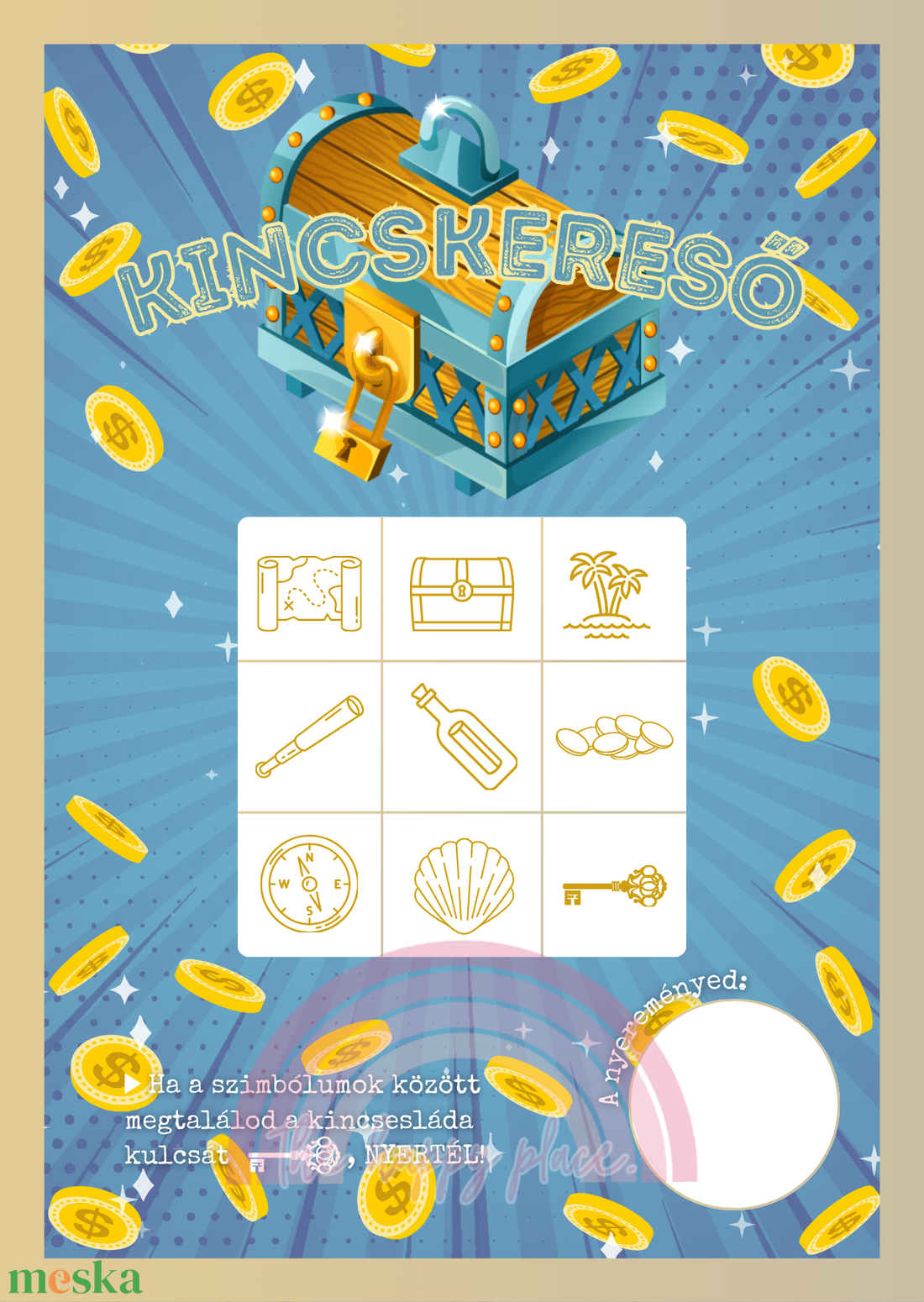 Kaparós kártya / Kincskereső / Ajándék, születésnap, névnap, ünnep, céges / Kaparós sorsjegy - otthon & életmód - papír, írószer - Meska.hu