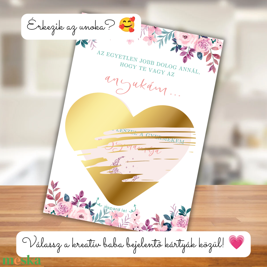 Baba bejelentő kaparós kártya :) / Unoka bejelentő / Szivecskés kaparós sorsjegy 1. - otthon & életmód - papír, írószer - ajándékozás kellékei - ajándék sorsjegy - Meska.hu