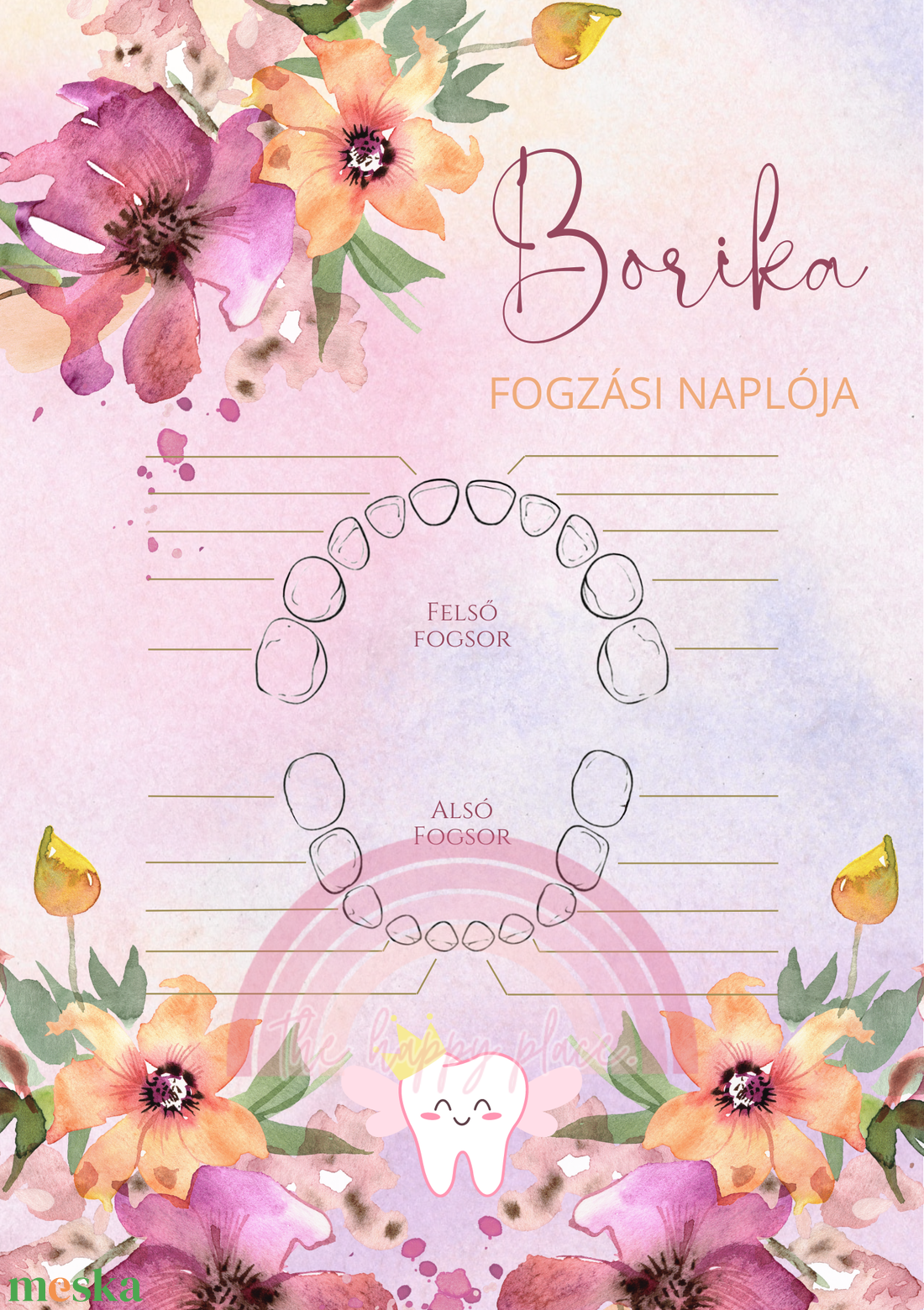 Fogzási napló / Első fogak / Tejfogak / Emlék 5. - otthon & életmód - papír, írószer - jegyzetfüzet & napló - Meska.hu