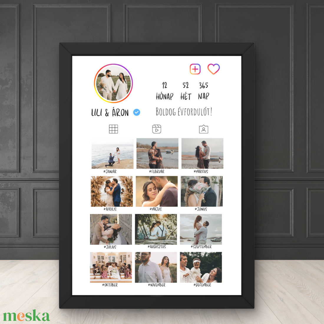 Instagram kép 1. / Születésnap, évforduló, esküvő, ajándék / Fali dekoráció, falikép, kollázs / digitális,nyomat / A4,A3 - otthon & életmód - dekoráció - kép & falikép - poszter - Meska.hu