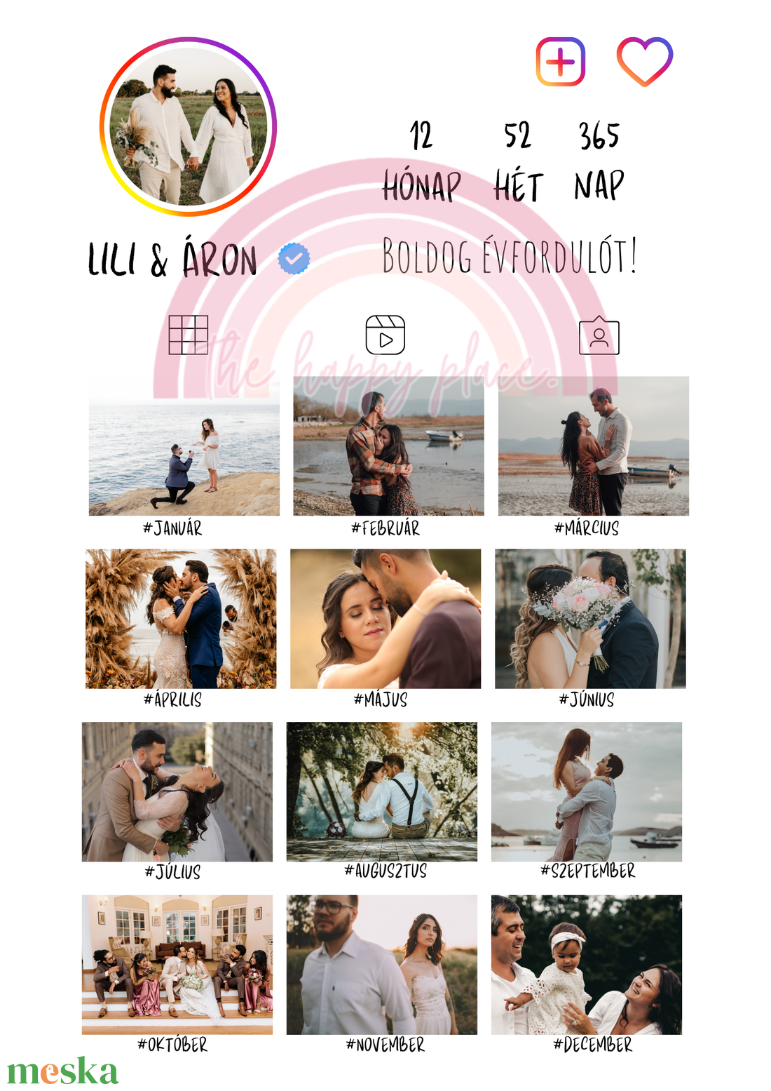 Instagram kép 1. / Születésnap, évforduló, esküvő, ajándék / Fali dekoráció, falikép, kollázs / digitális,nyomat / A4,A3 - otthon & életmód - dekoráció - kép & falikép - poszter - Meska.hu