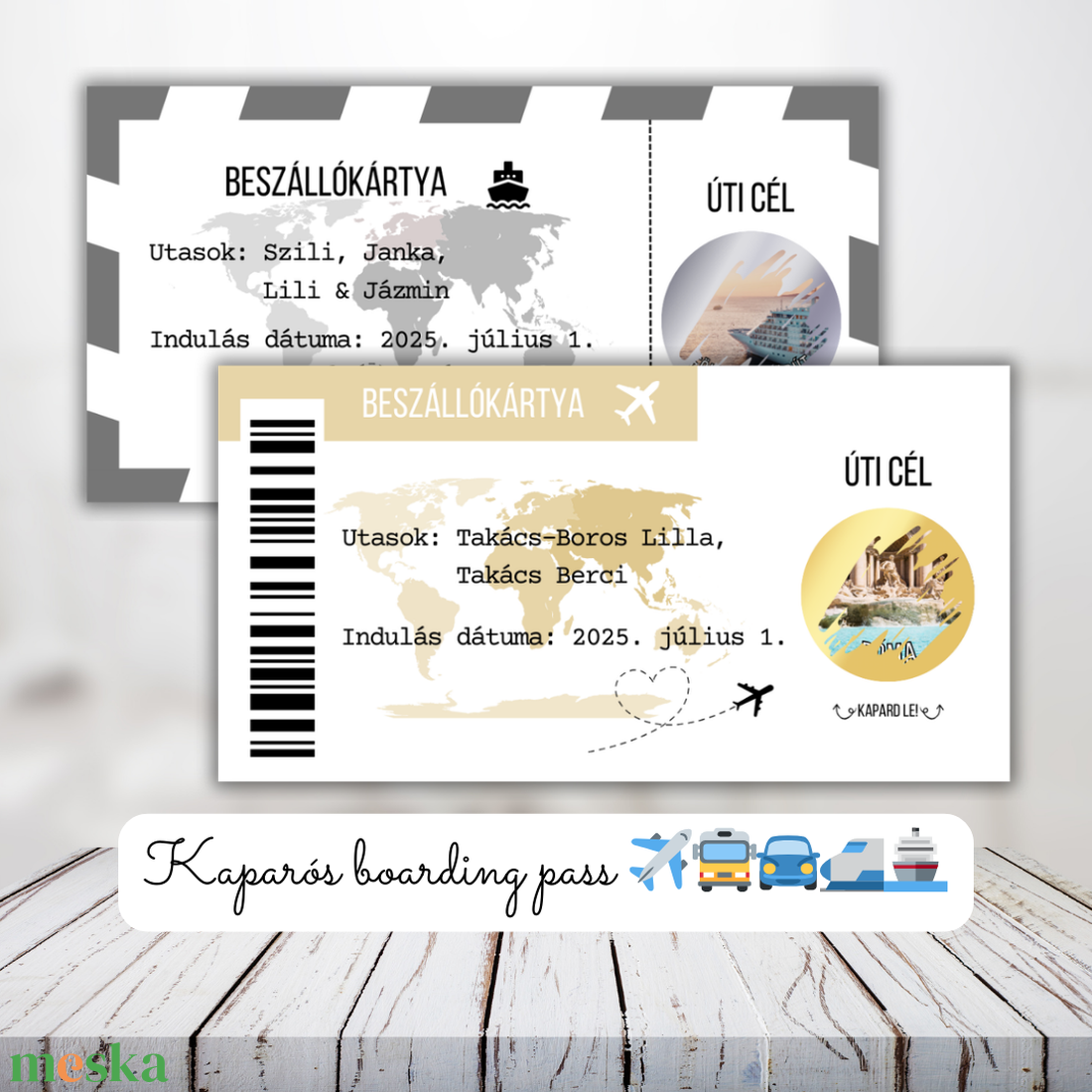 Kaparós beszálló kártya utazáshoz / Képes úti cél / Ajándék, utazás, repülő, boarding pass / Kaparós sorsjegy 10x5cm - otthon & életmód - papír, írószer - ajándékozás kellékei - ajándék sorsjegy - Meska.hu
