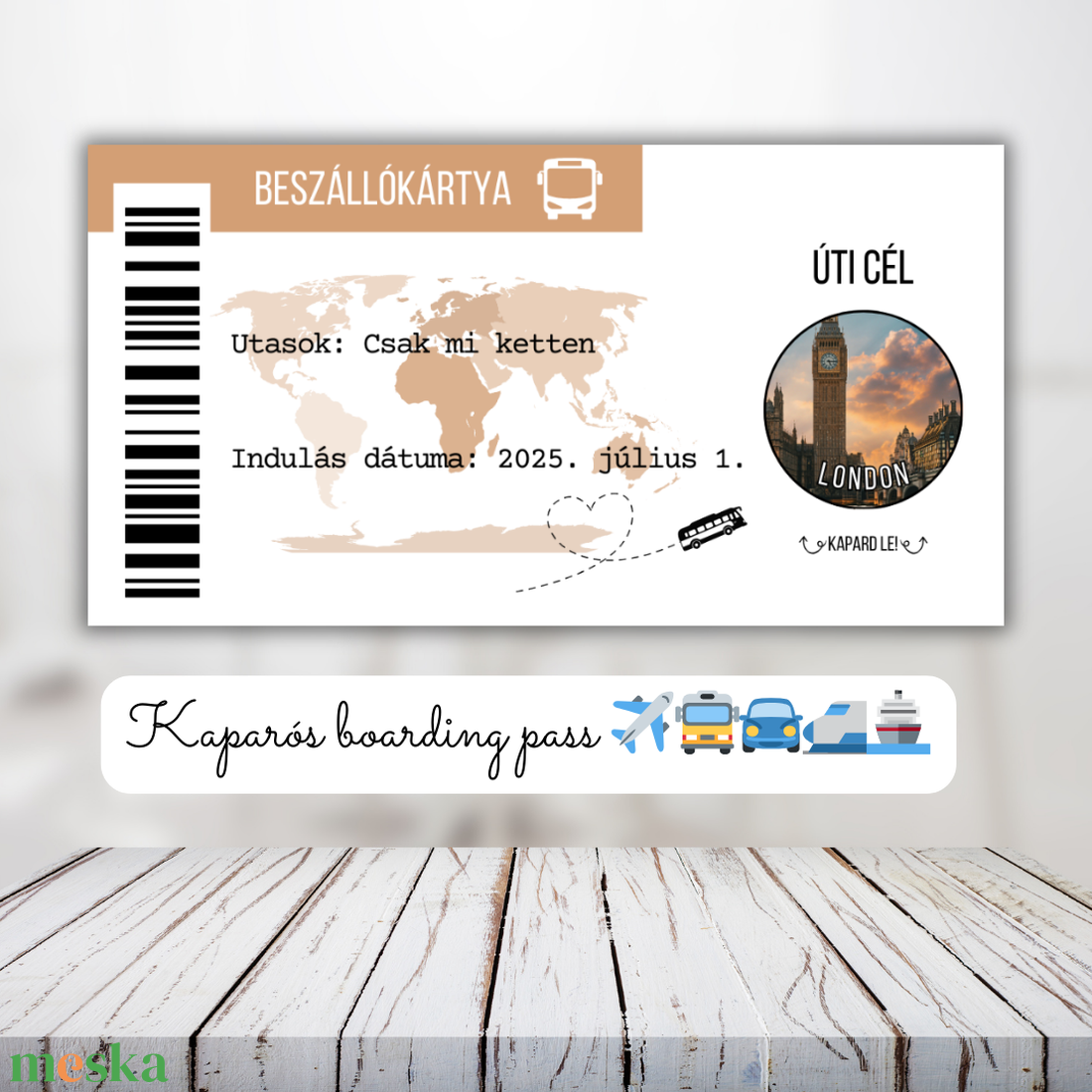 Kaparós beszálló kártya utazáshoz / Képes úti cél / Ajándék, utazás, repülő, boarding pass / Kaparós sorsjegy 10x5cm - otthon & életmód - papír, írószer - ajándékozás kellékei - ajándék sorsjegy - Meska.hu