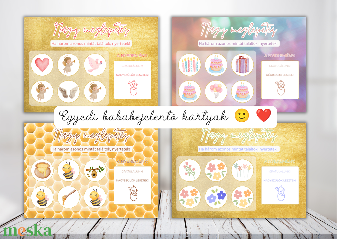 Egyedi megrendelés :) / Baba bejelentő / Nagy meglepetés kaparós sorsjegyek - baba - mama - babaemlékek - bababejelentők - Meska.hu