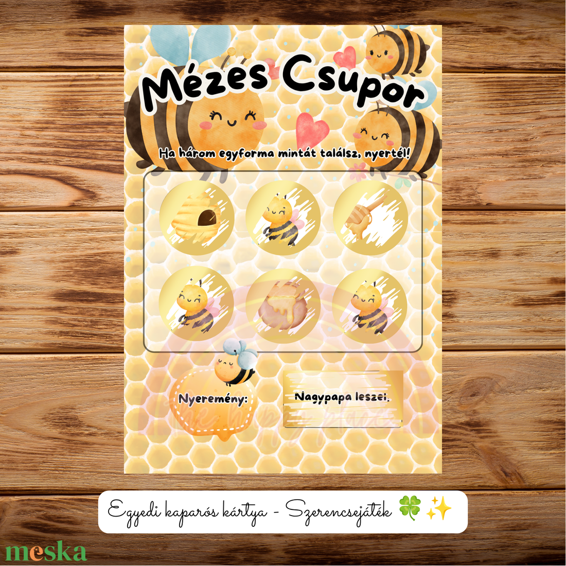 NAGYPAPA LESZEL! kaparós kártya :) / Mézes Csupor / Bababejelentő / Unoka bejelentés / Meglepetés kaparós sorsjegy - baba - mama - babaemlékek - bababejelentők - Meska.hu