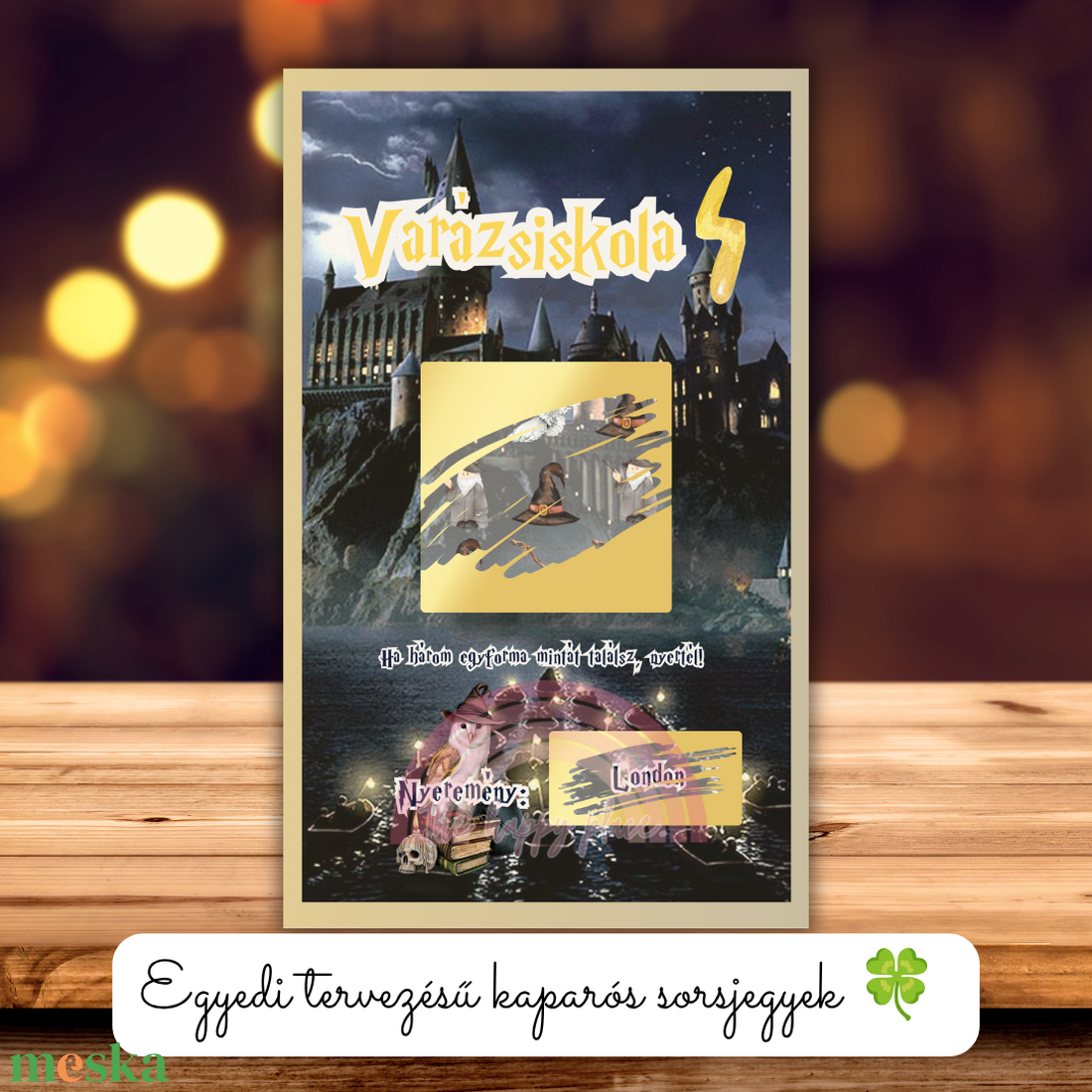 Kaparós kártya :) / Roxfort Varázsiskola / Harry Potter ihlette képeslap / Meglepetés kaparós sorsjegy - otthon & életmód - papír, írószer - ajándékozás kellékei - képeslap, üdvözlőlap - Meska.hu