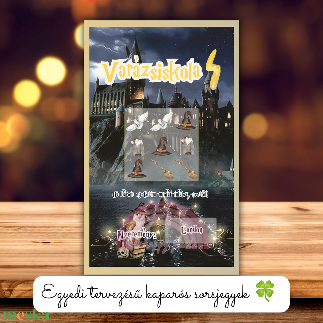 Kaparós kártya :) / Roxfort Varázsiskola / Harry Potter ihlette képeslap / Meglepetés kaparós sorsjegy - otthon & életmód - papír, írószer - ajándékozás kellékei - képeslap, üdvözlőlap - Meska.hu