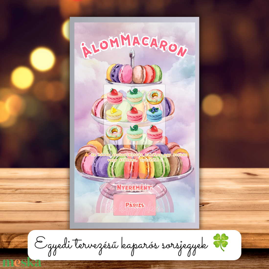 Kaparós kártya :) / ÁlomMacaron / Ajándék átadó édeségekkel / Meglepetés kaparós sorsjegy - otthon & életmód - papír, írószer - ajándékozás kellékei - képeslap, üdvözlőlap - Meska.hu