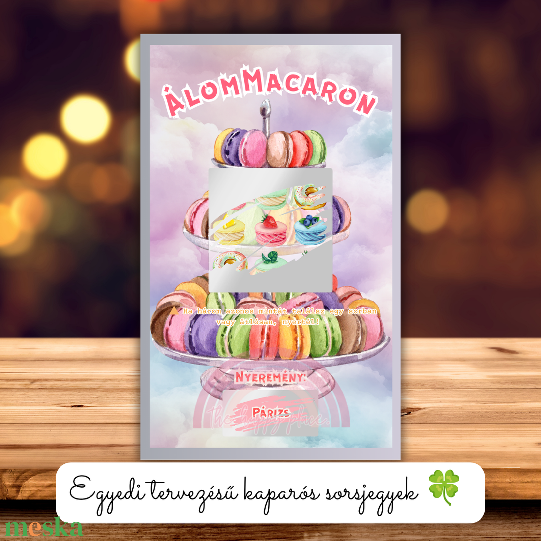 Kaparós kártya :) / ÁlomMacaron / Ajándék átadó édeségekkel / Meglepetés kaparós sorsjegy - otthon & életmód - papír, írószer - ajándékozás kellékei - képeslap, üdvözlőlap - Meska.hu