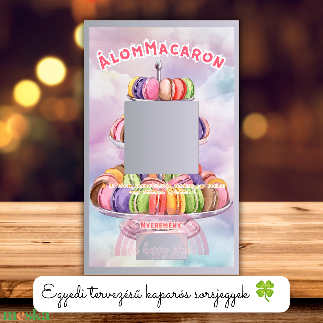 Kaparós kártya :) / ÁlomMacaron / Ajándék átadó édeségekkel / Meglepetés kaparós sorsjegy - otthon & életmód - papír, írószer - ajándékozás kellékei - képeslap, üdvözlőlap - Meska.hu