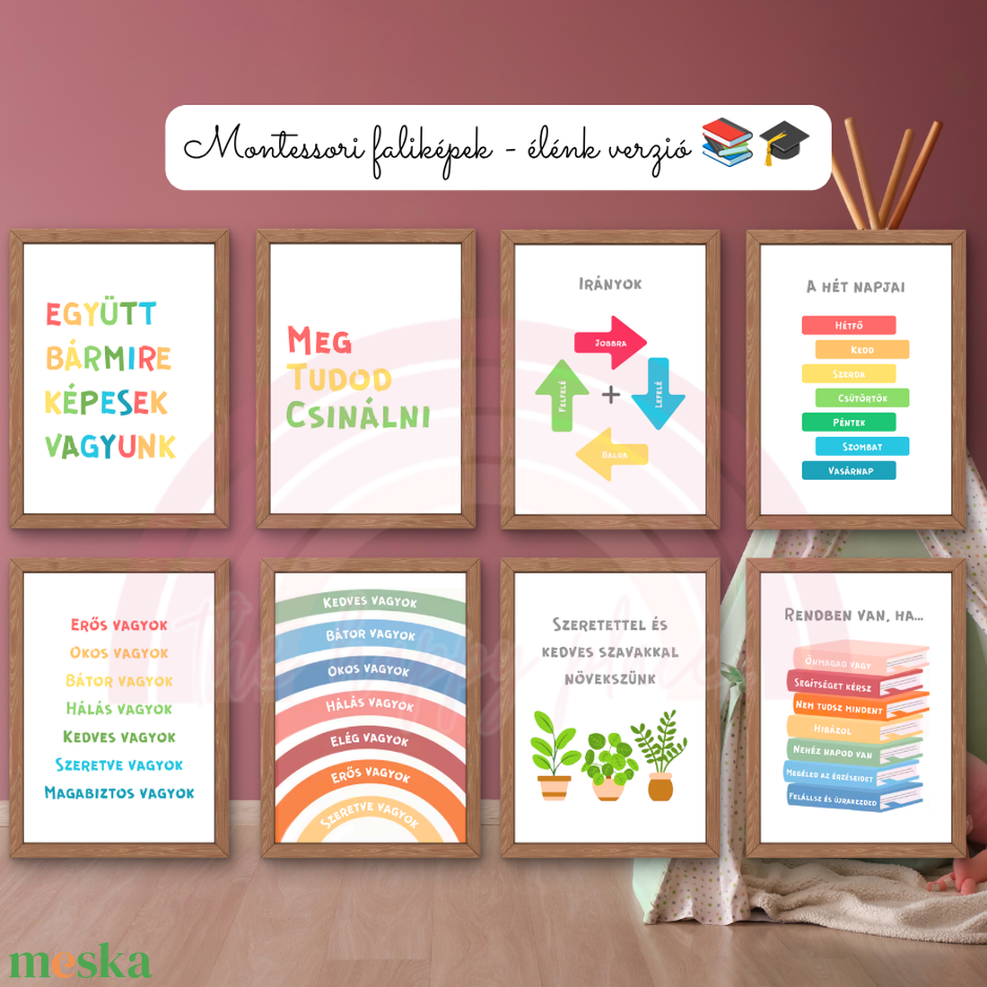 Edukációs Montessori képek / Élénk verzió / Fali dekoráció, falikép, táblakép / digitális, A4 nyomat - baba - mama - babaszoba dekoráció - babaszoba kép - Meska.hu