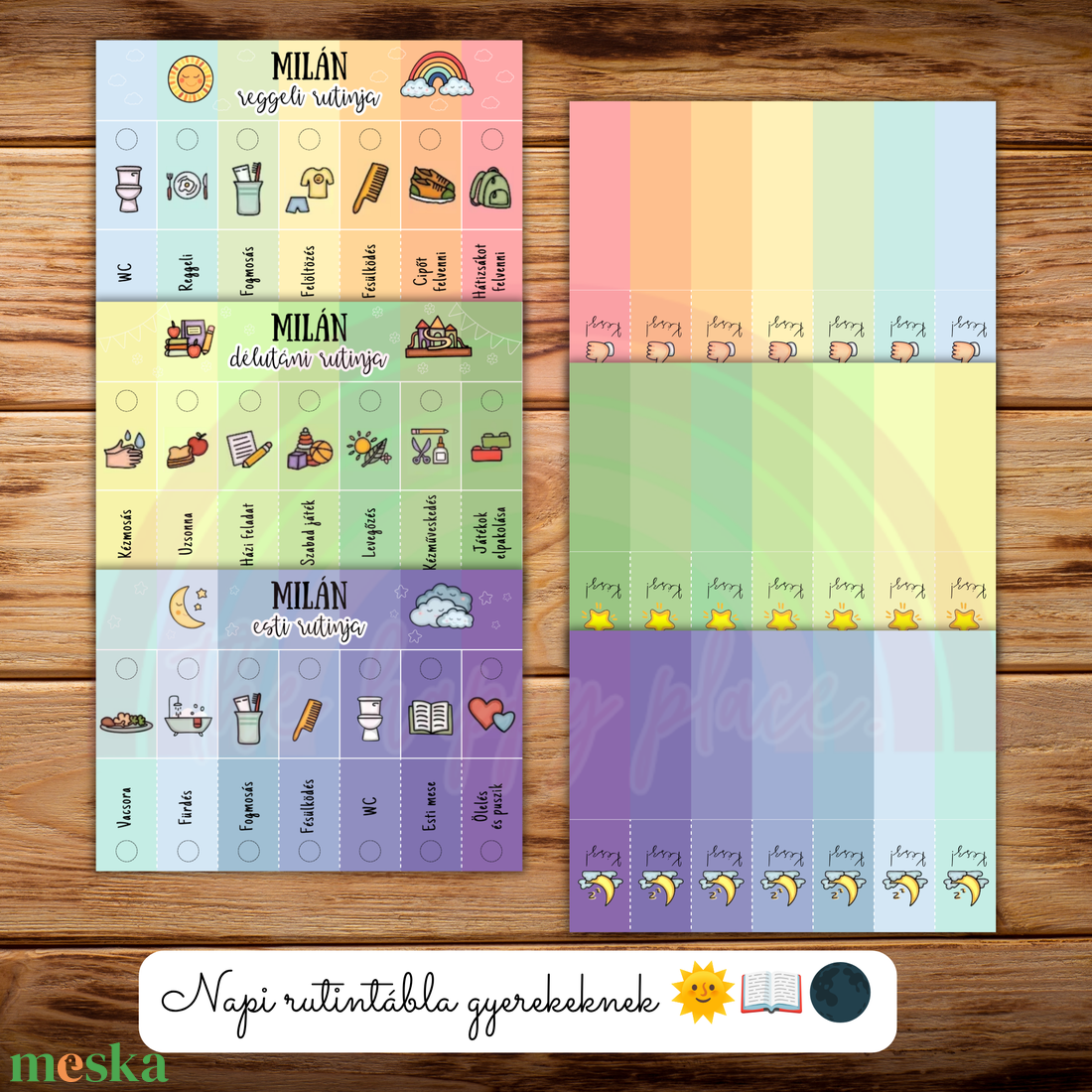 Rutintábla / Reggeli rutin, délutáni rutin, esti rutin / Napirend / Rendszerező gyerekeknek :) - művészet - grafika & illusztráció - digitális - Meska.hu