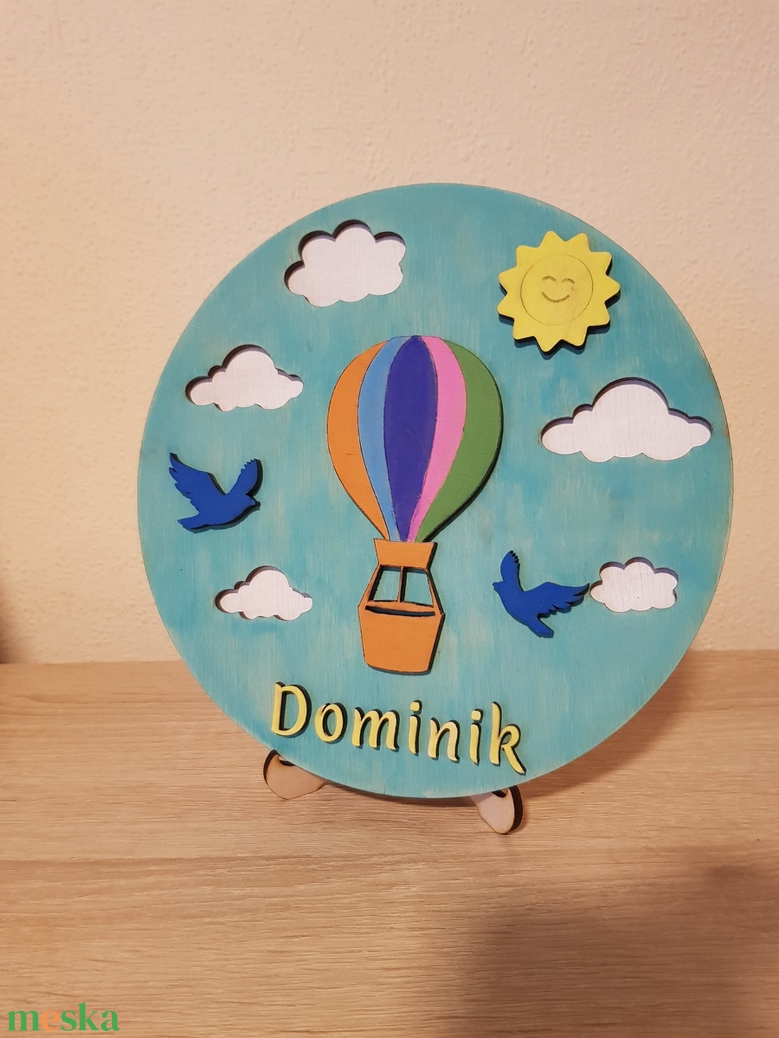 Hőlégballonos Névtábla Gyerekszobába, Kézzel Festett, 3D Dekoráció - otthon & életmód - babaszoba, gyerekszoba - gyerek névtábla - Meska.hu