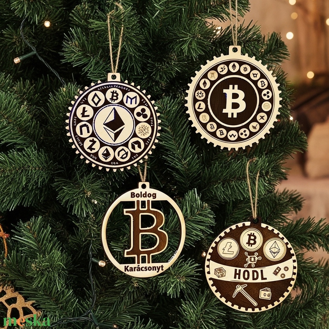  Kripto Milliomos Karácsonyfája Szett :) ETH BTC LTC - karácsony - karácsonyi lakásdekoráció - karácsonyfadíszek - Meska.hu