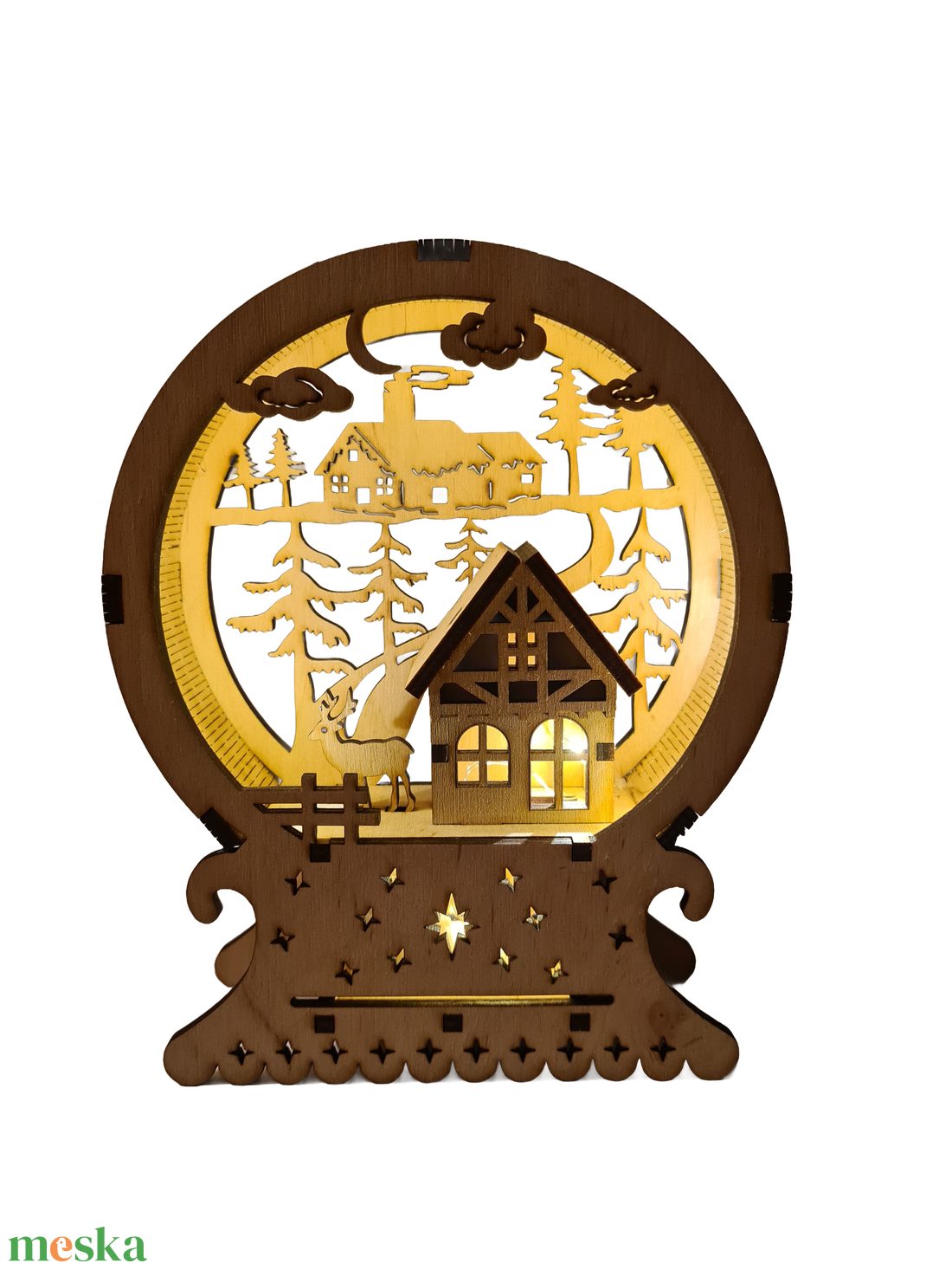 Világító Karácsonyi Asztaldísz  LED-es, Elemes Fa Dekoráció - karácsony - adventi díszek - adventi asztaldísz - Meska.hu