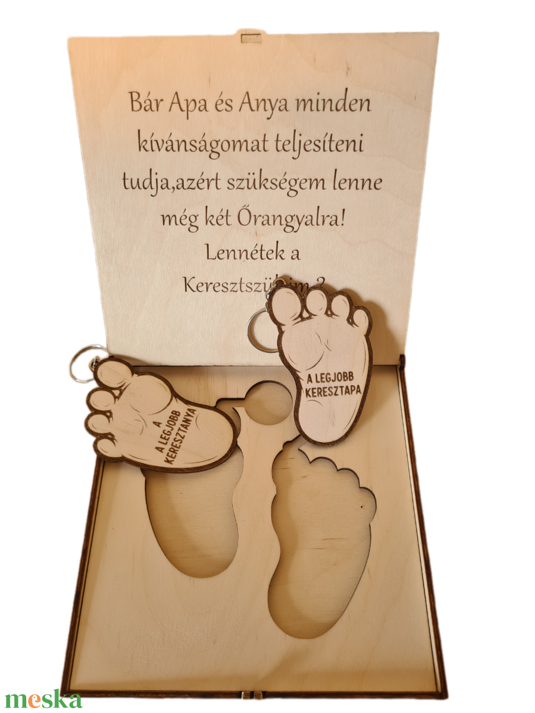 Megható Keresztszülő Felkérő Doboz  Kulcstartóval -  - Meska.hu