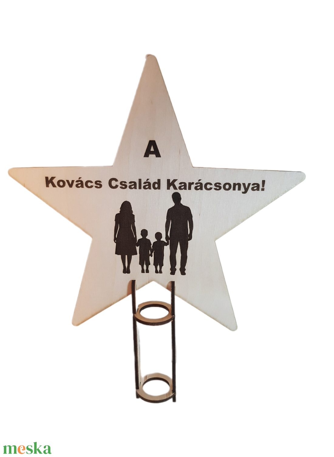 A fa koronája: Kézműves Karácsonyfa CSÚCSDÍSZ Személyre Szabott Családi Sziluettel - karácsony - karácsonyi lakásdekoráció - karácsonyfadíszek - Meska.hu