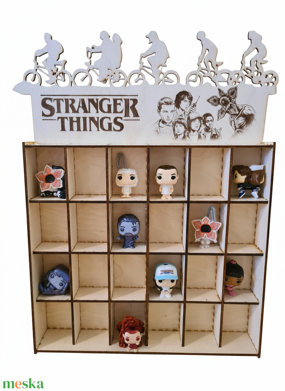 STRANGER THINGS FUNKO POP / Kinder Joy GYŰJTŐI POLC � Lézergravírozott Fali Tárolórendszer 24 Figurának  - otthon & életmód - dekoráció - asztal és polc dekoráció - dekorációs tál, tartó - Meska.hu