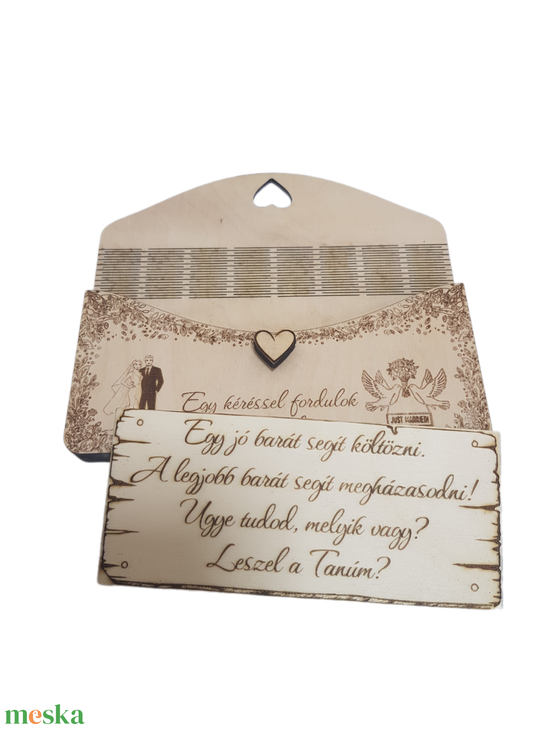 Tanú felkérő ajándék - Különleges névre szóló fa boríték és egyedi üzenet - esküvő - meghívó & kártya - tanú felkérő - Meska.hu