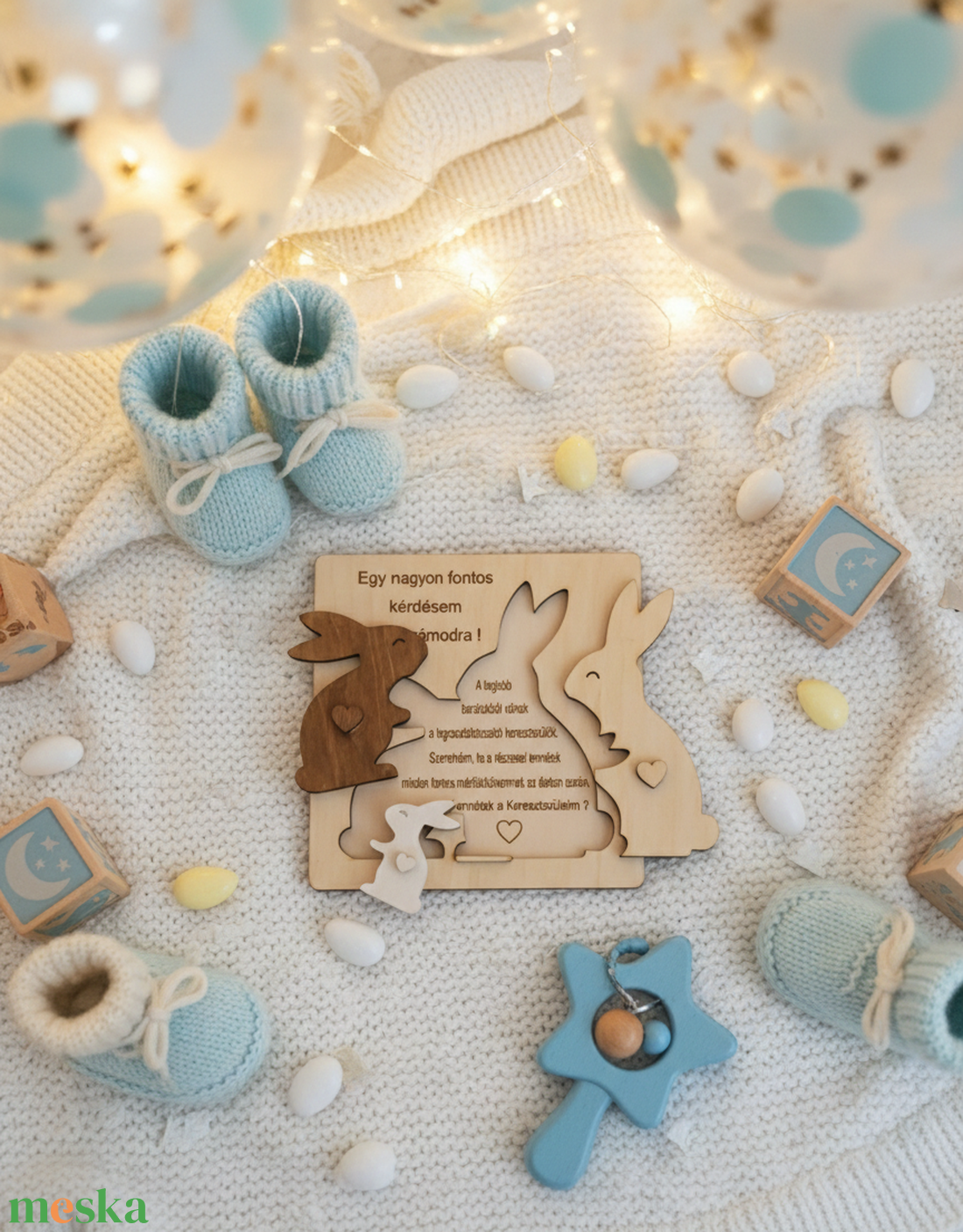 Nyuszis Keresztszülő Felkérő � Interaktív Fa Emlékőrző - baba - mama - keresztelő kellékek - keresztszülő felkérő - Meska.hu
