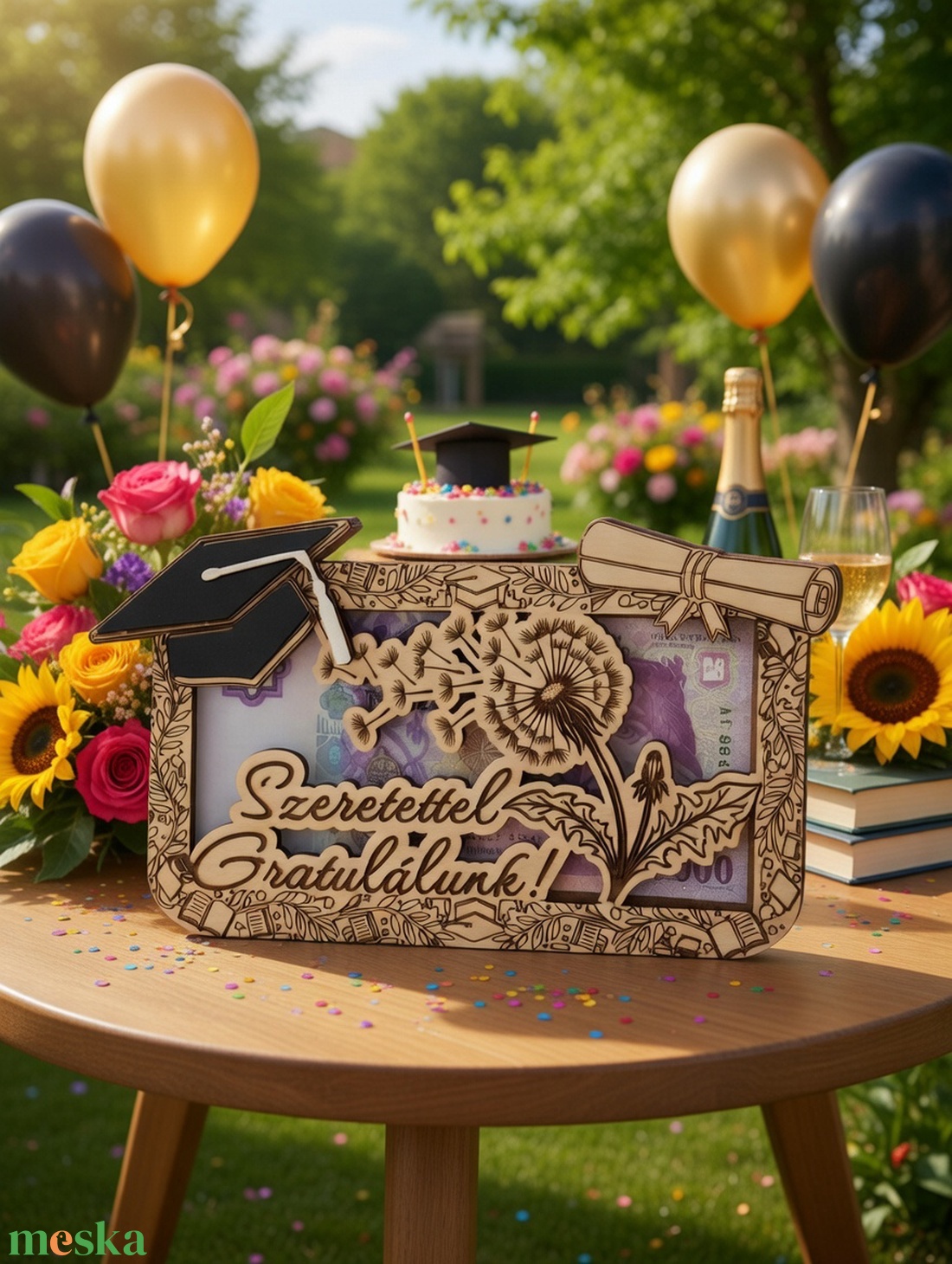 Pitypangos Ballagási  Pénzátadó � Kézműves Fa Emlék Ballagásra és Diplomaosztóra - otthon & életmód - papír, írószer - ajándékozás kellékei - pénzátadó doboz - Meska.hu