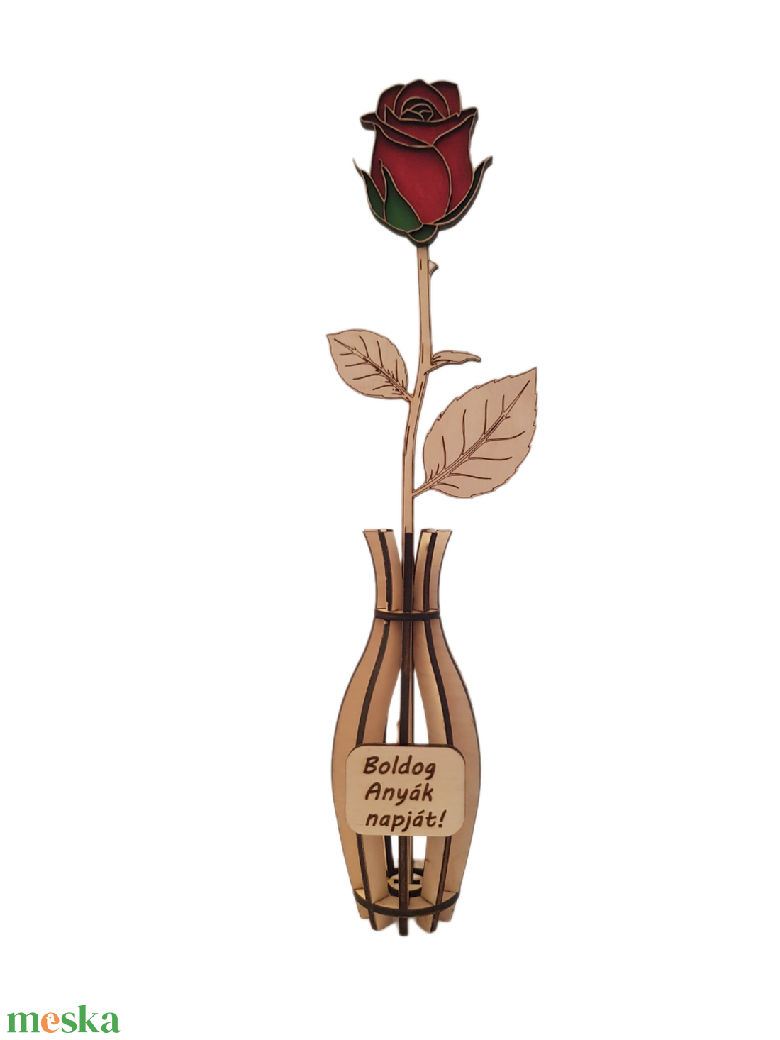 ÖRÖK RÓZSA FÁBÓL - Személyre szabható anyák napi virág vázával - otthon & életmód - virágdekoráció - virágdíszek - lézervágott virágdíszek - Meska.hu
