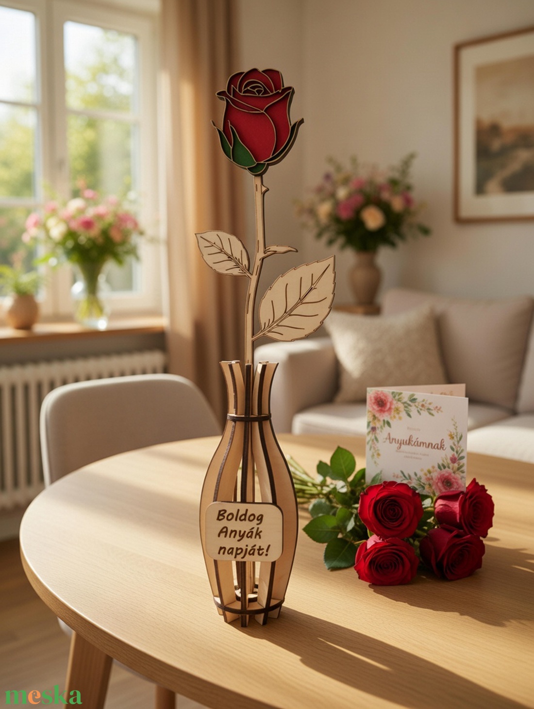 ÖRÖK RÓZSA FÁBÓL - Személyre szabható anyák napi virág vázával - otthon & életmód - virágdekoráció - virágdíszek - lézervágott virágdíszek - Meska.hu