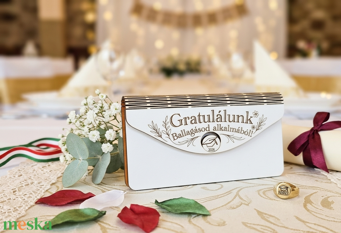 Hófehér Luxury Ballagási diplomaosztó fa pénzátadó boríték ! - otthon & életmód - papír, írószer - ajándékozás kellékei - pénzátadó boríték - Meska.hu