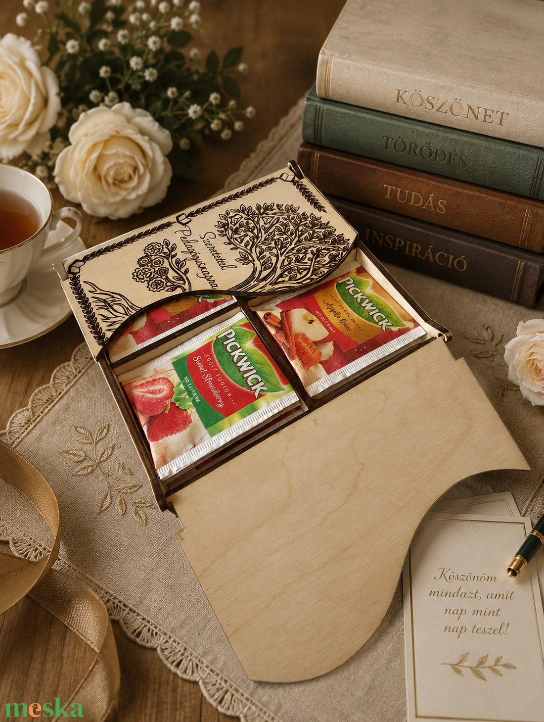 Pedagógusnapi ajándék Teafilter Tartó � Egyedi, Neves Fa dobozka Óvónéniknek, Tanároknak - otthon & életmód - konyhafelszerelés, tálalás - konyhai tárolás - tea & kávé tárolás - Meska.hu
