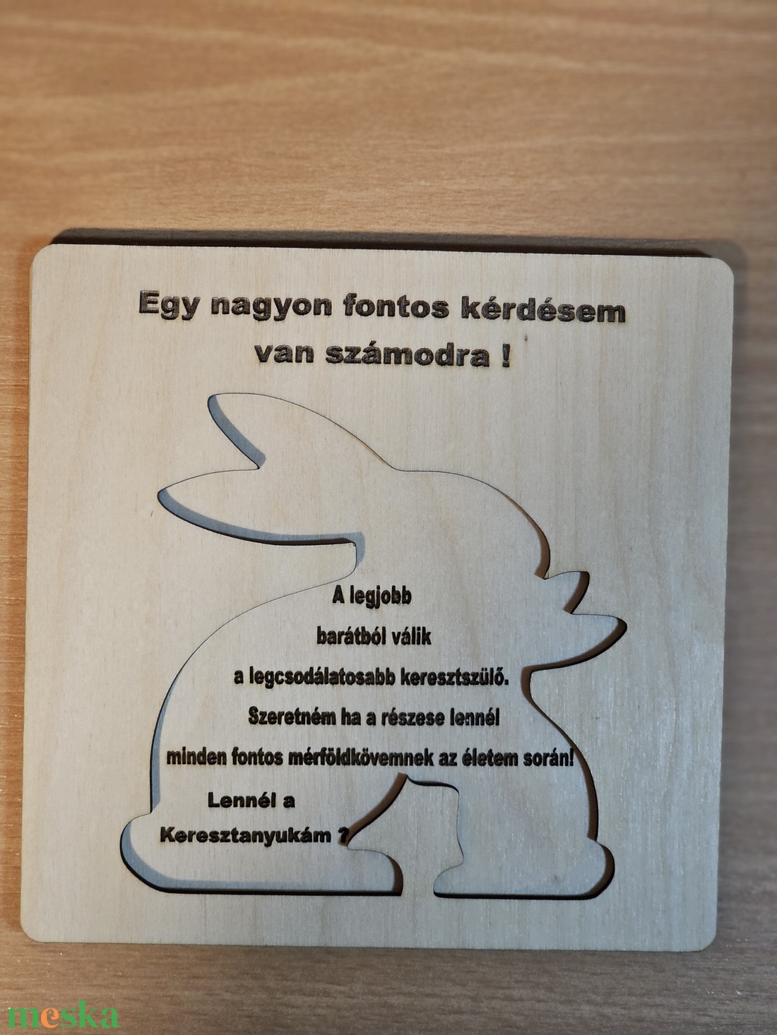 Nyuszis Keresztanya vagy Keresztapa  Felkérő � Interaktív Fa Emlékőrző  - baba - mama - keresztelő kellékek - keresztszülő felkérő - Meska.hu