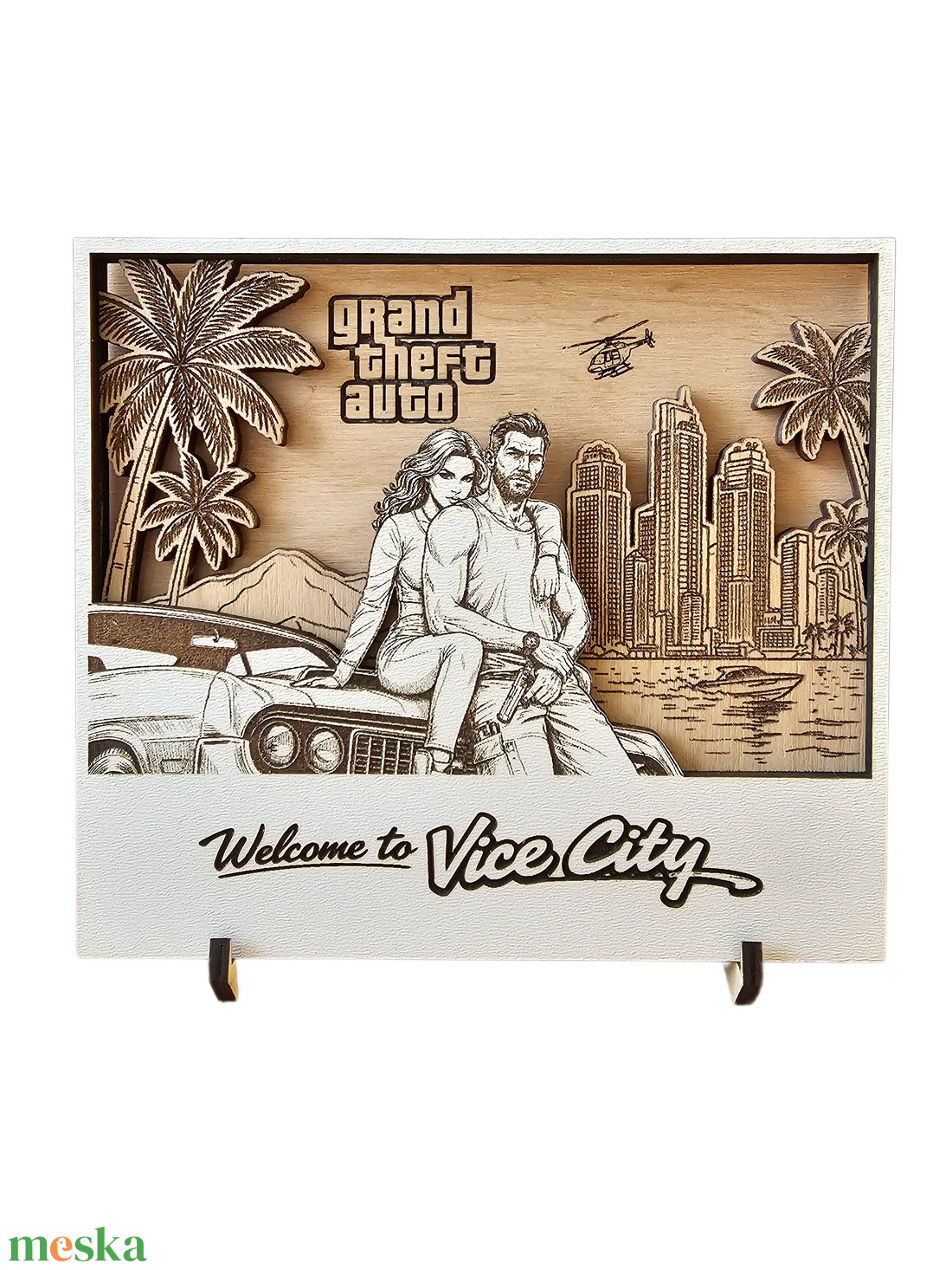 Grand Theft Auto GTA 6 sítusú � Egyedi, többrétegű fa asztali dísz / ajándéktárgy - otthon & életmód - dekoráció - dísztárgy - Meska.hu