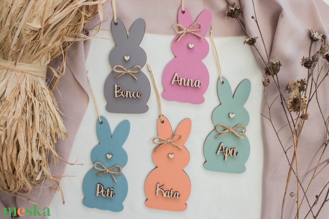 Névre szóló színes húsvéti nyuszi - otthon & életmód - dekoráció - dísztárgy - Meska.hu