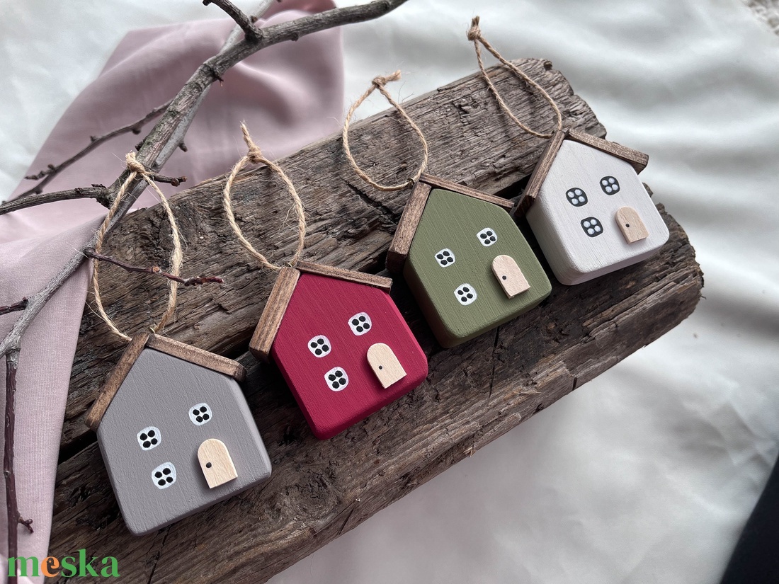 Karácsonyfadísz skandináv házikó 4 darabos csomagban  - karácsony - karácsonyi lakásdekoráció - karácsonyfadíszek - Meska.hu