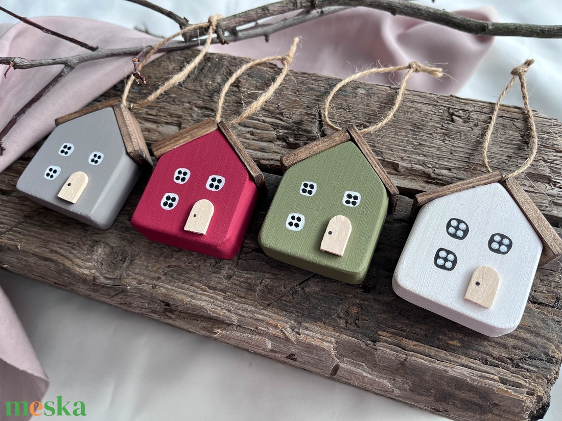 Karácsonyfadísz skandináv házikó 4 darabos csomagban  - karácsony - karácsonyi lakásdekoráció - karácsonyfadíszek - Meska.hu