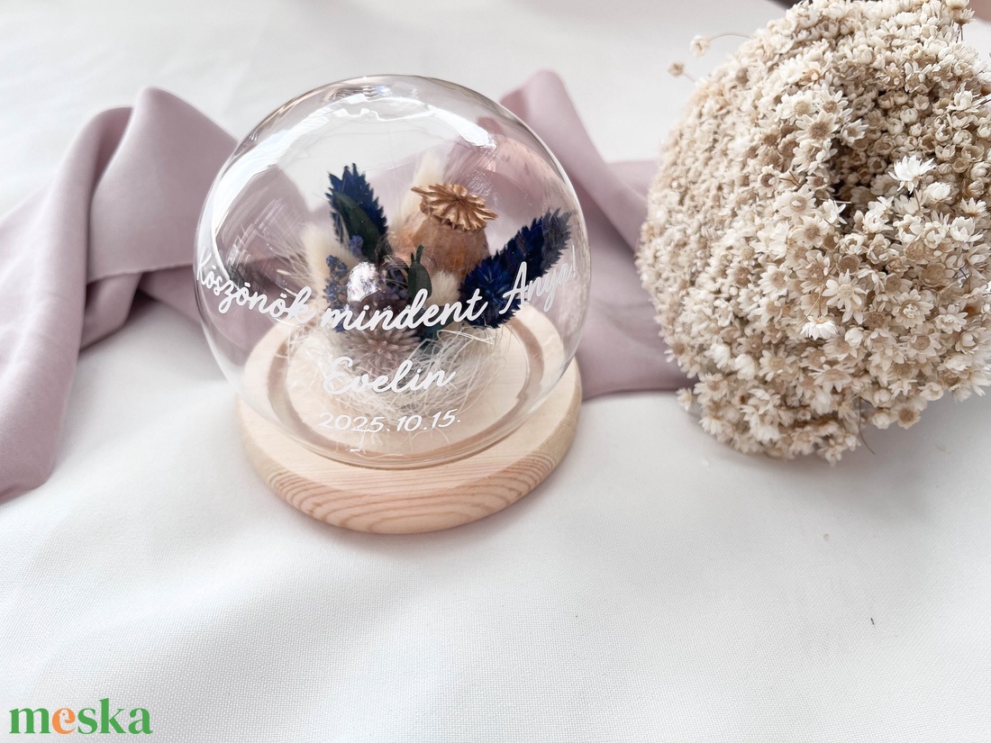 Esküvői szülőköszöntő üvegbúra édesanyáknak, nagymamáknak - kék-mákgubó - esküvő - emlék & ajándék - szülőköszöntő ajándék - Meska.hu